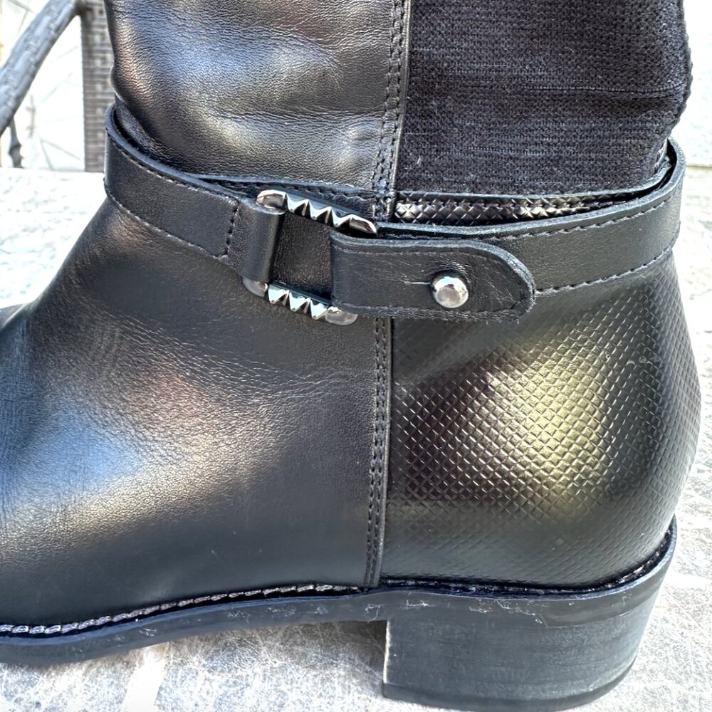 Aquatalia Olita Weatherproof Black Leather Riding Boots - 6 - Picture 5 of 11